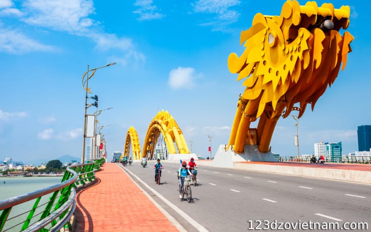 Cycling at Dragon Bridge Danang