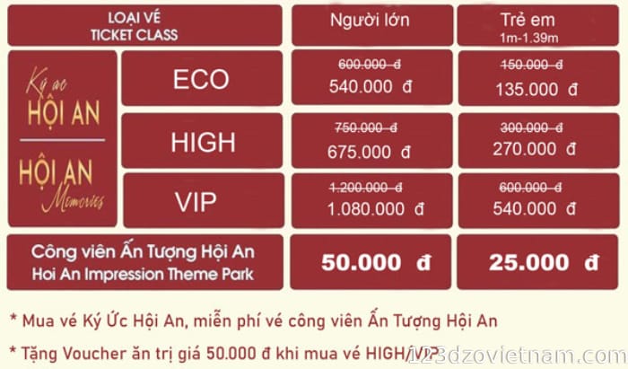 Hoi An memories show ticket price