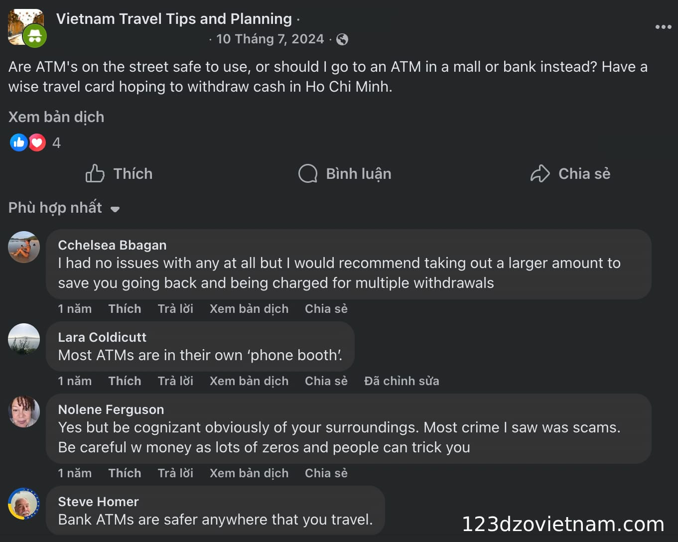 Tourists' questions about ATMs in Vietnam