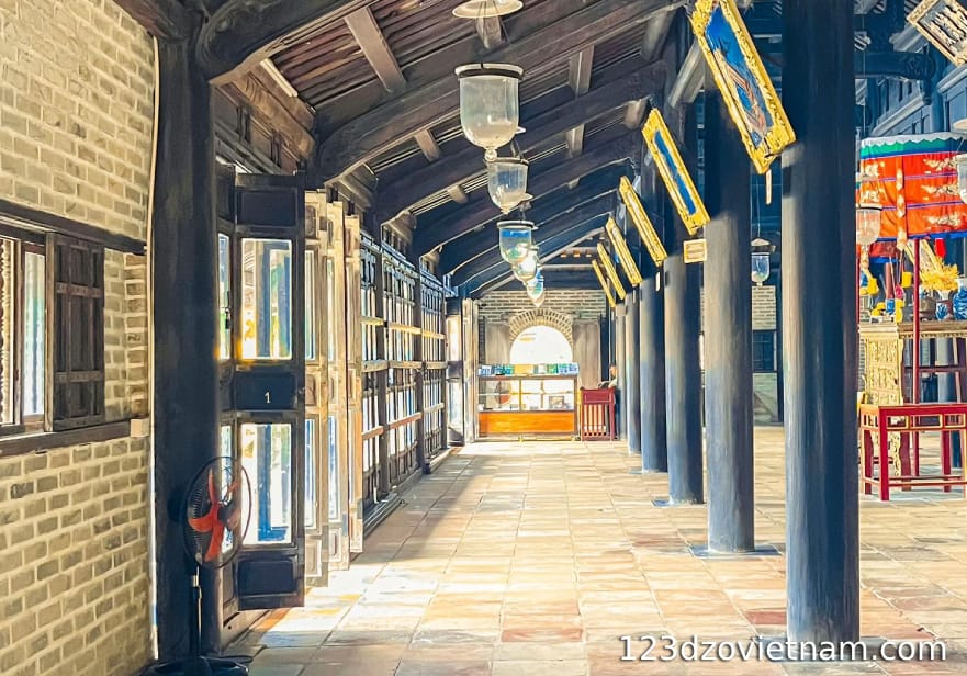 Moss-covered walls and wooden corridors
