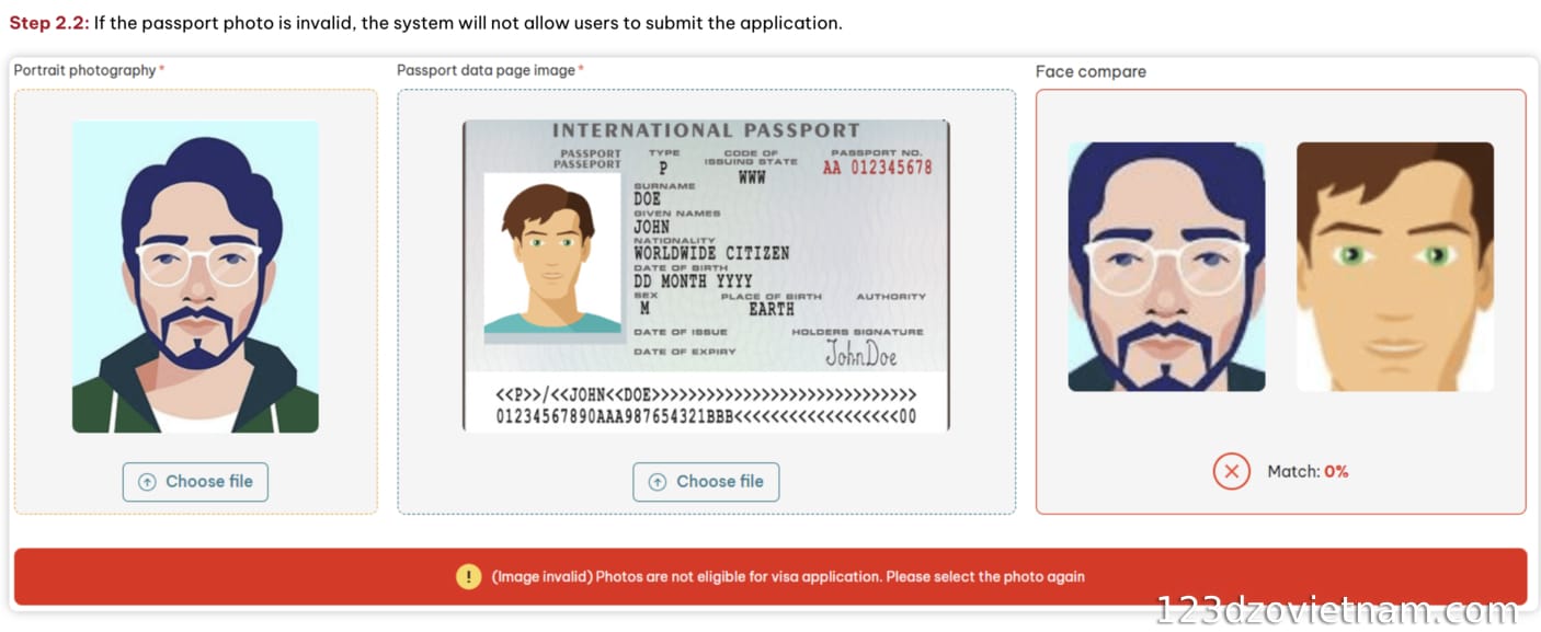 Passport photo or portrait photo does not meet standards