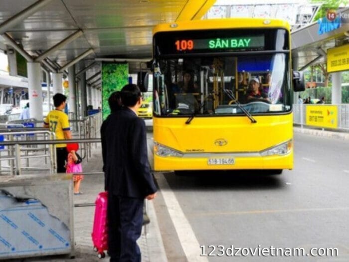 Arrivals waiting for the bus to reach their desired location in Vietnam
