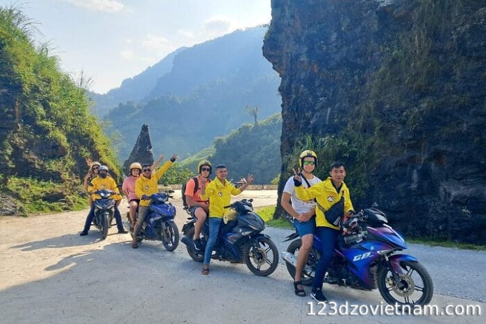 Travellers enjoying a road trip in Vietnam